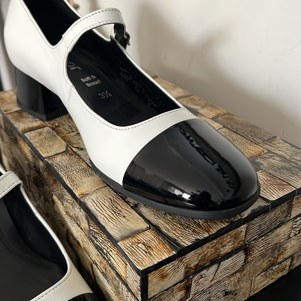 NWT GABOR US6 Mary Jane Block Heel Shoes Black White Leather Buckle - US 6 - Picture 9 of 16
